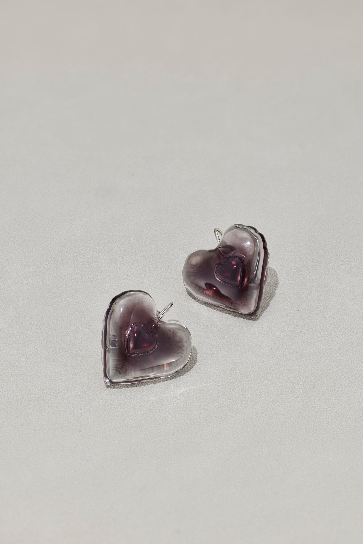 Gradient Lucite Heart-in-Heart Earrings