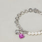 Pearl Lucite Dyed Heart Bracelet