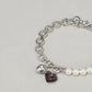 Pearl Lucite Dyed Heart Bracelet